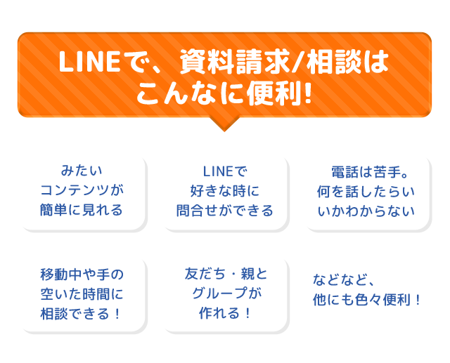LINEで、資料請求/相談はこんなに便利！